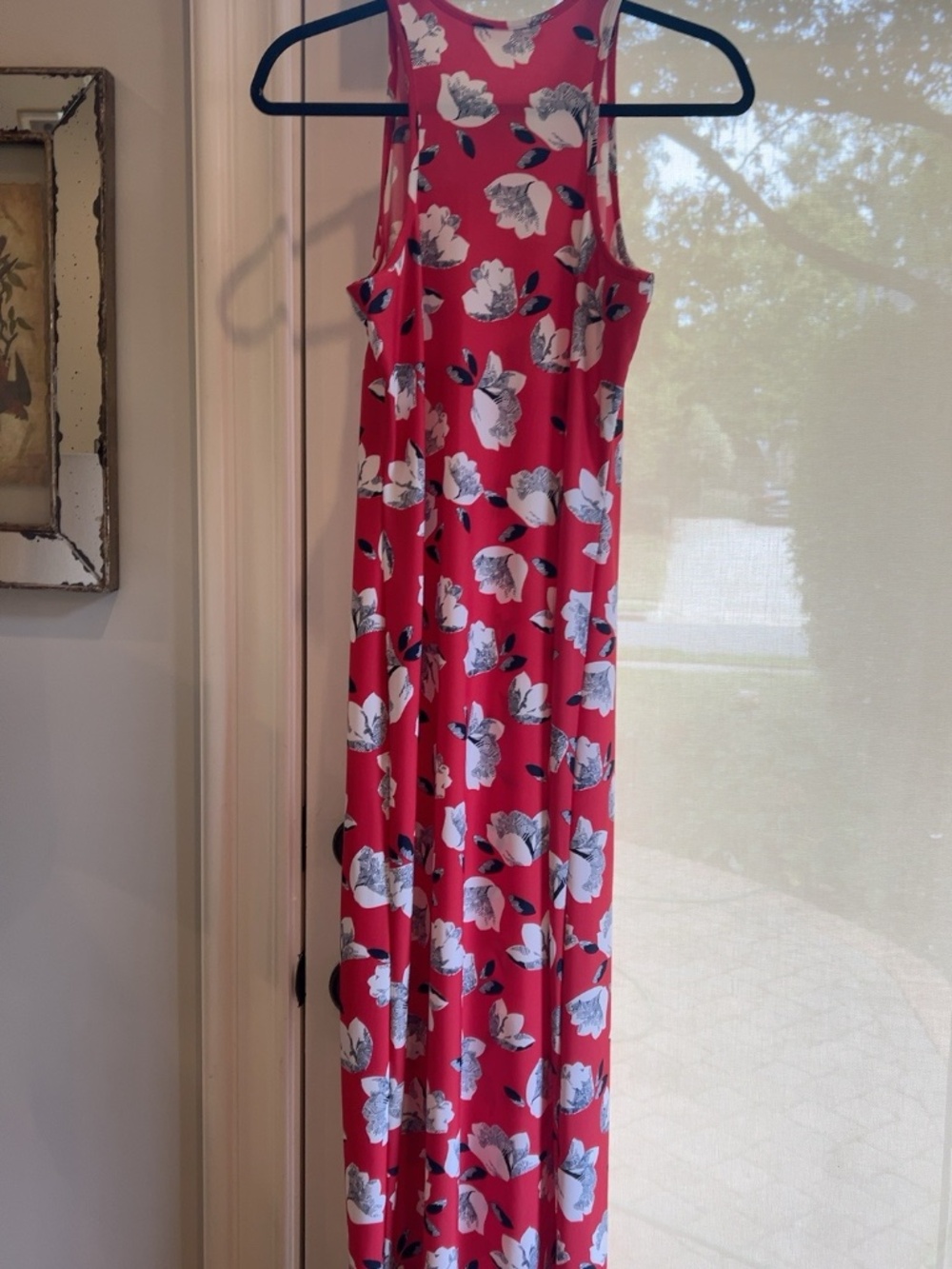 Jude Connally Red Floral Sleeveless Maxi Dress S Made USA